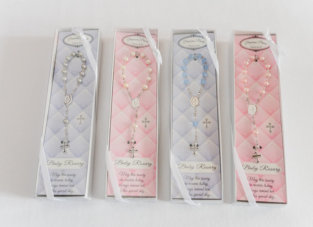 Precious Pieces sterling silver blue baby rosary ideal for christening use