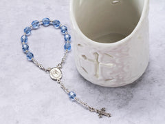 Precious Pieces sterling silver blue baby rosary handmade in the USA by skilled jewelers