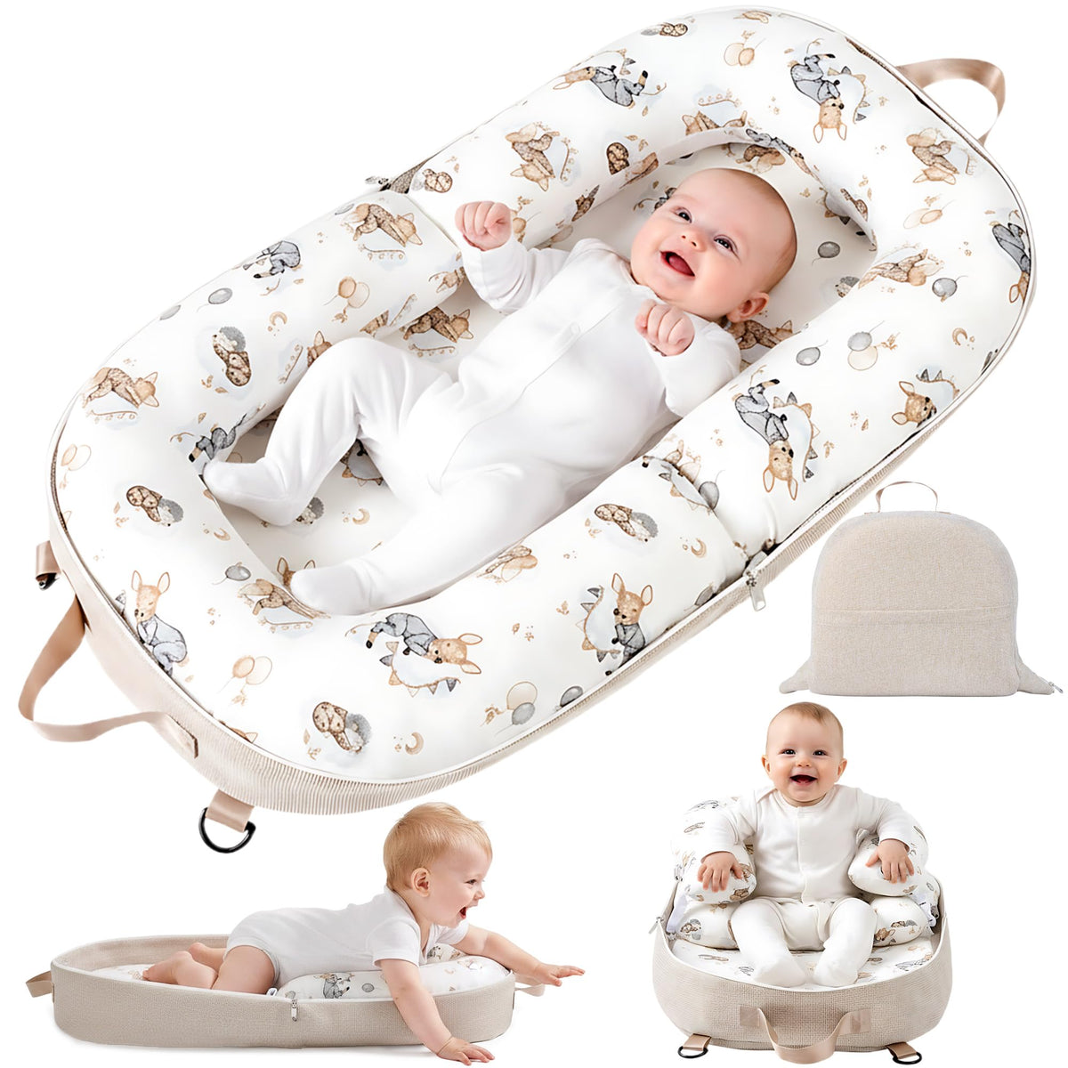 Preciozonal Baby Lounger foldable carry bag for travel convenience.