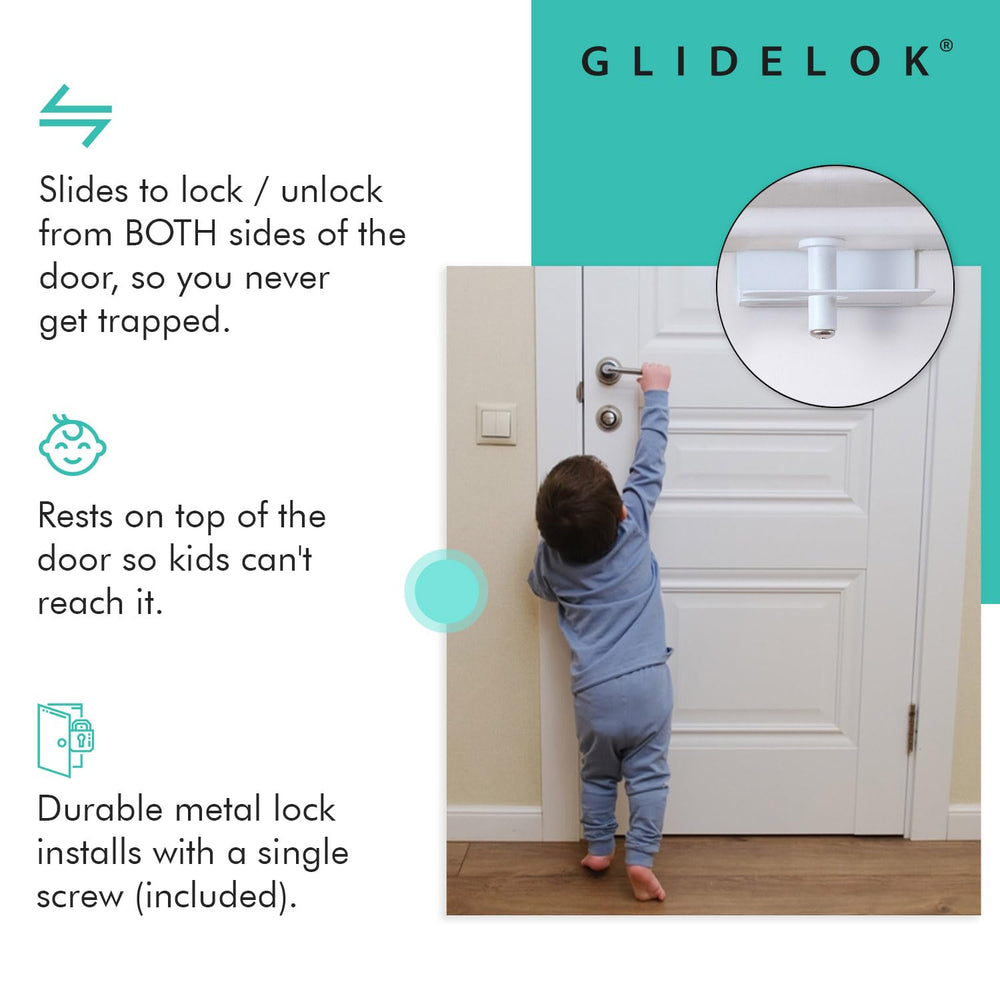 Top view highlights GlideLok atop the door and clean line