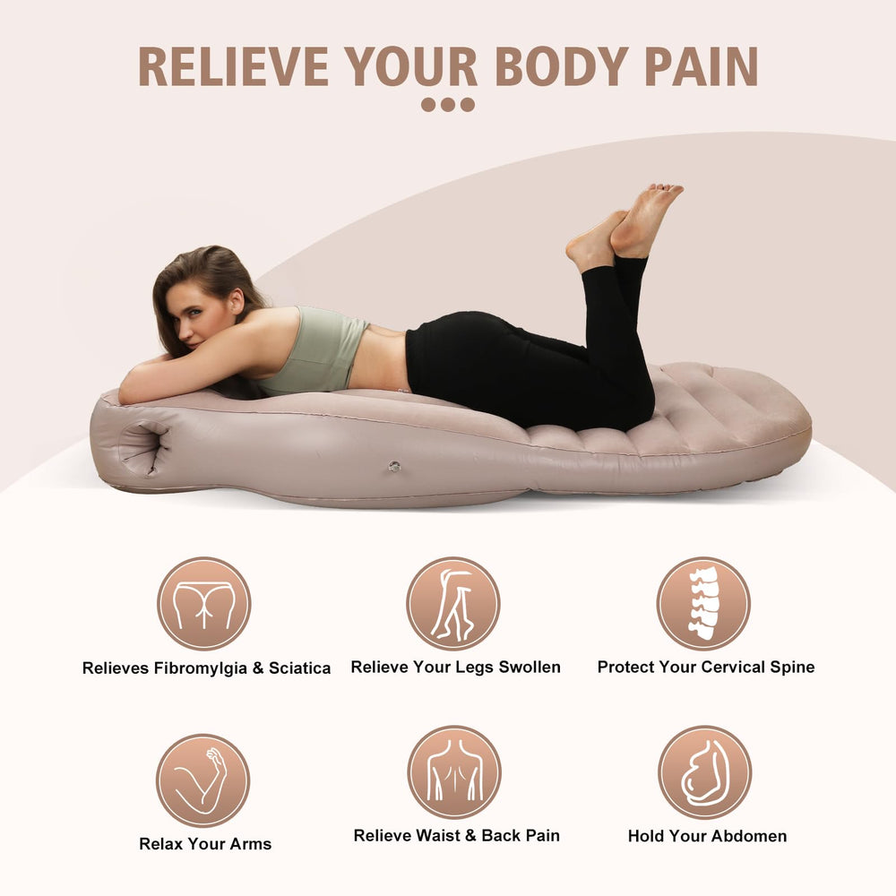 PregSpag full-body airbed provides balanced support for back, hips, and joints
