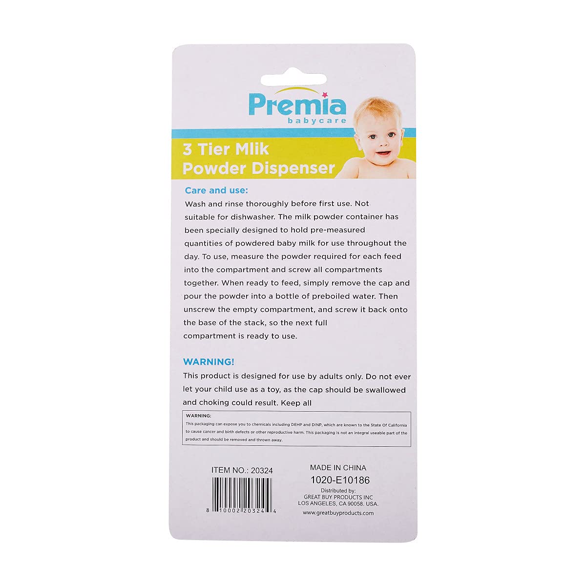 Premia BPA-free plastic detail emphasizes safe, sturdy daily use.