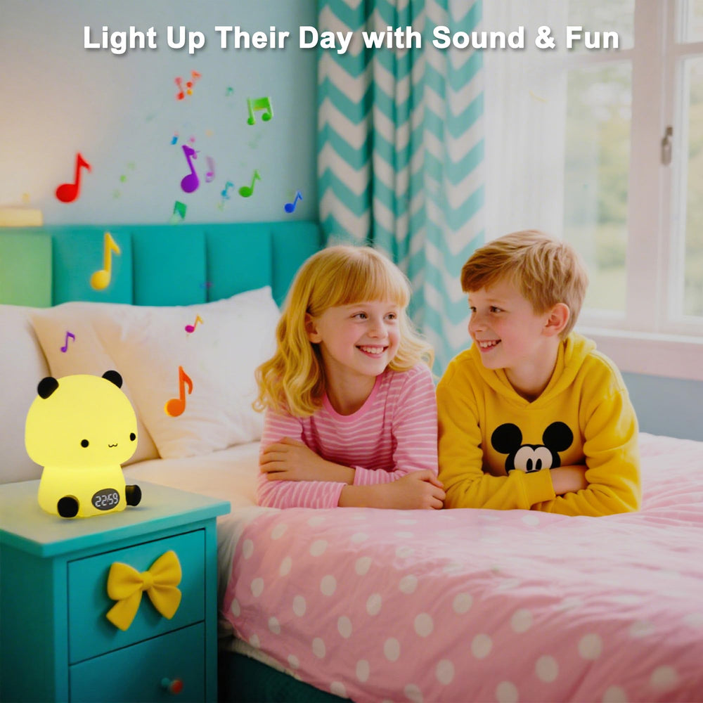 Premier Group panda night light with tap-to-change neon colors for mood lighting.