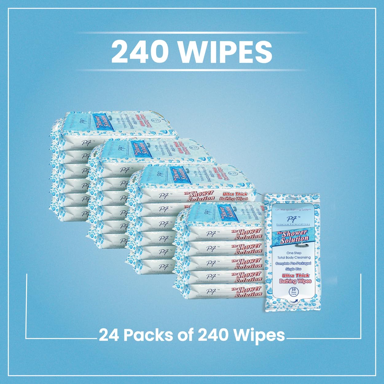 Premium Formulations Shower Solutions no water needed, making routine bathing simple anywhere.