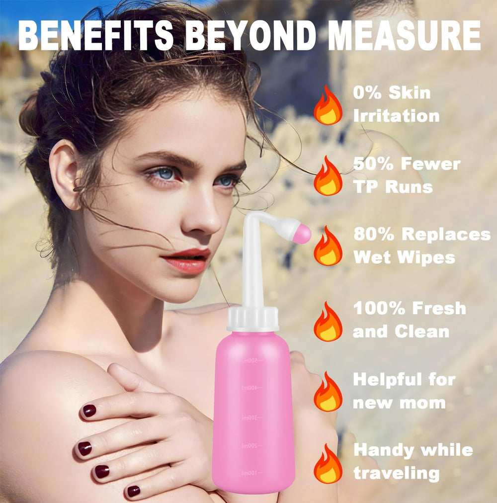 Premium Peri Bottle angled nozzle targets perineal area with gentle flow.