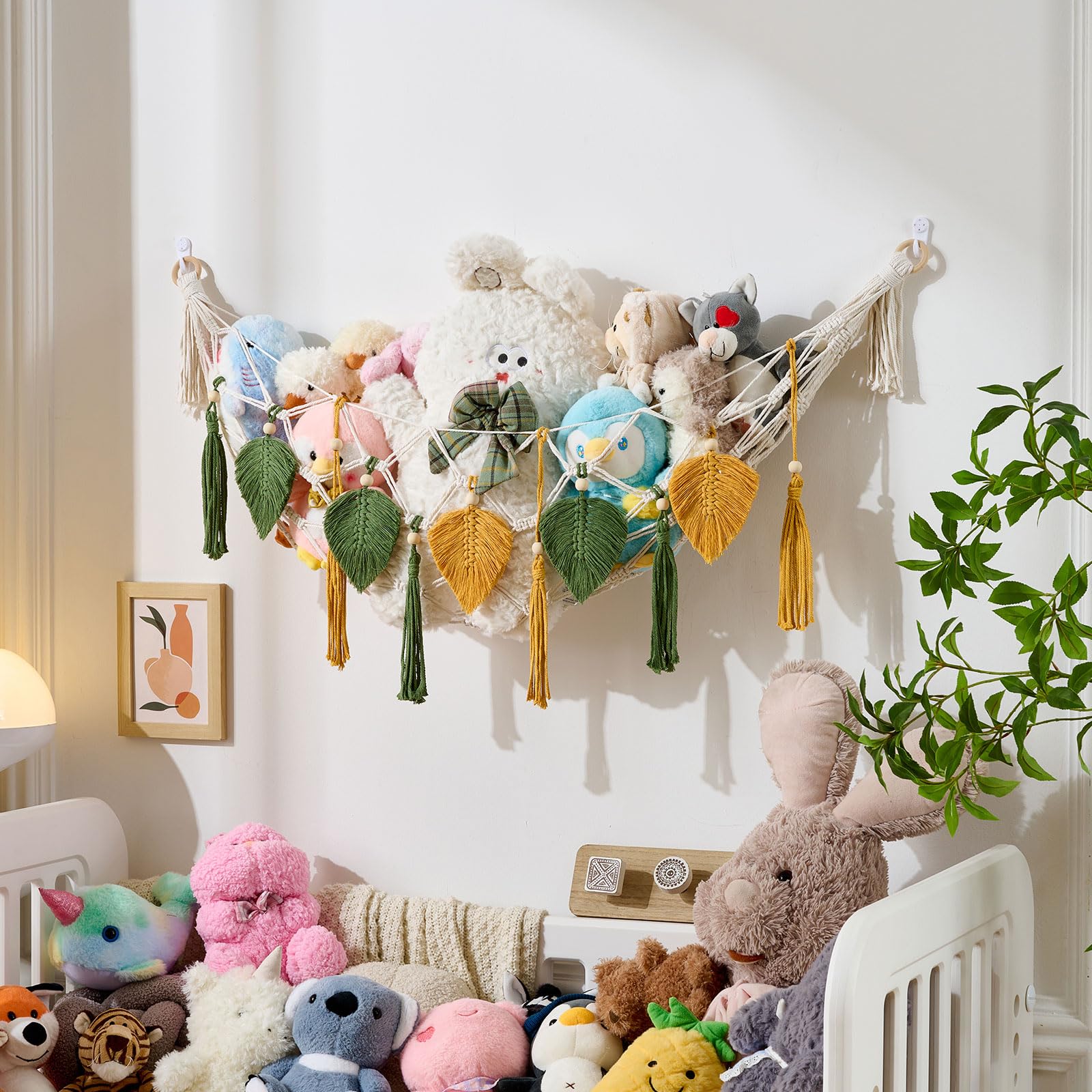 Pretty Jolly moon-shaped design adds playful organization to a kids' room wall.