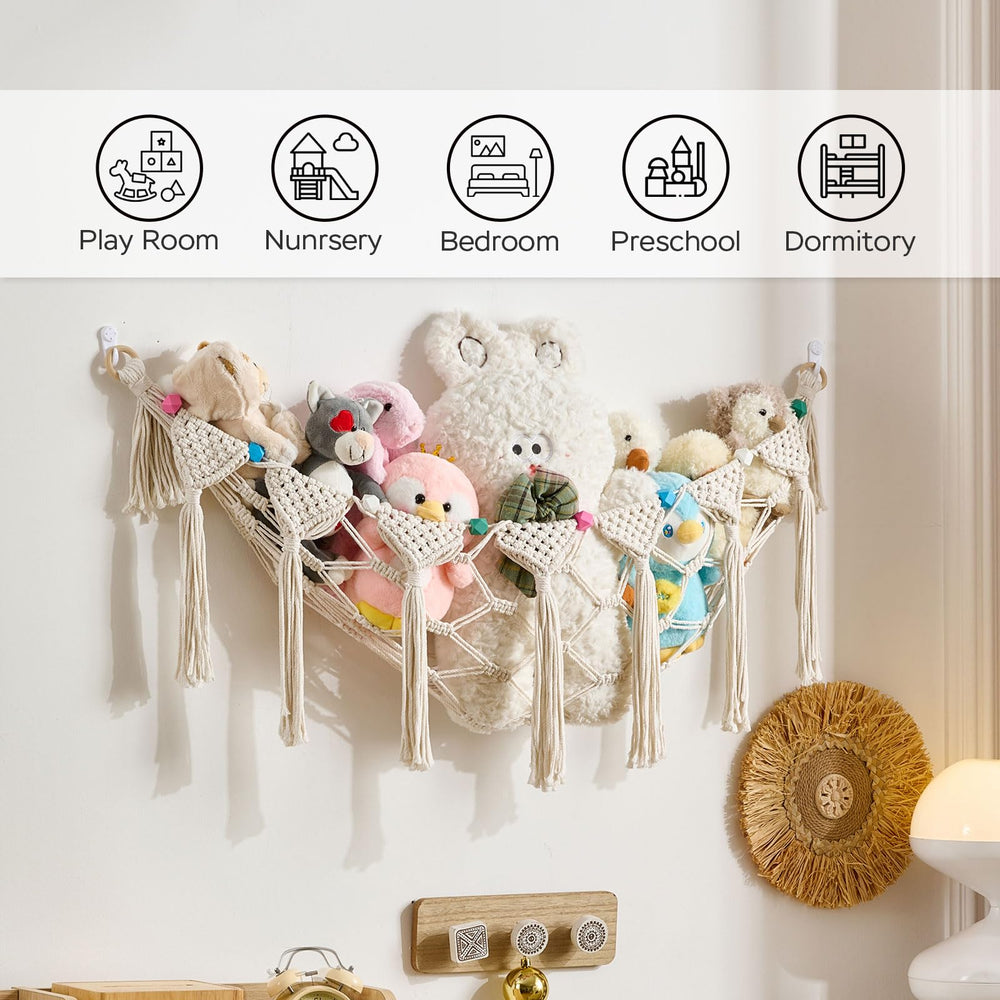 Pretty Jolly openwork grid weave adds cozy wall decor.