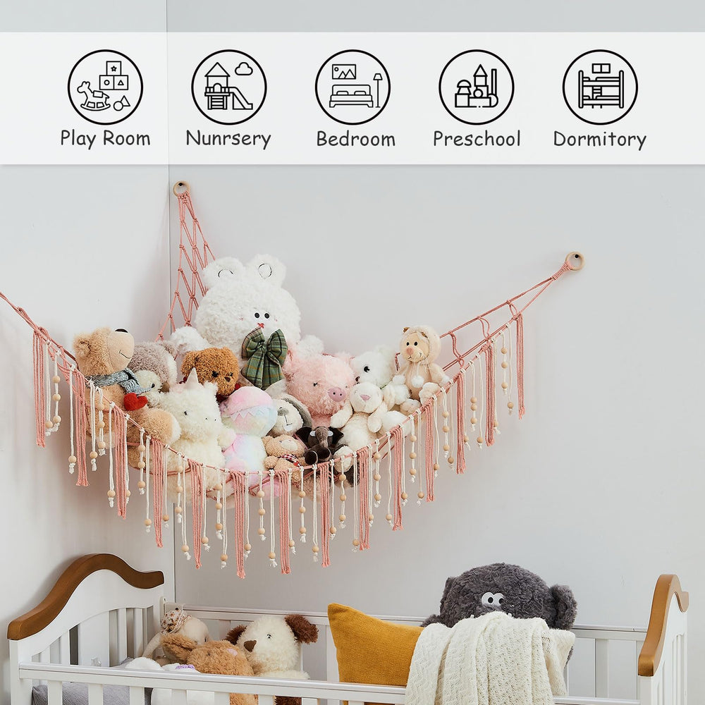Pretty Jolly wooden beads hanging loop detail for secure wall hanging.