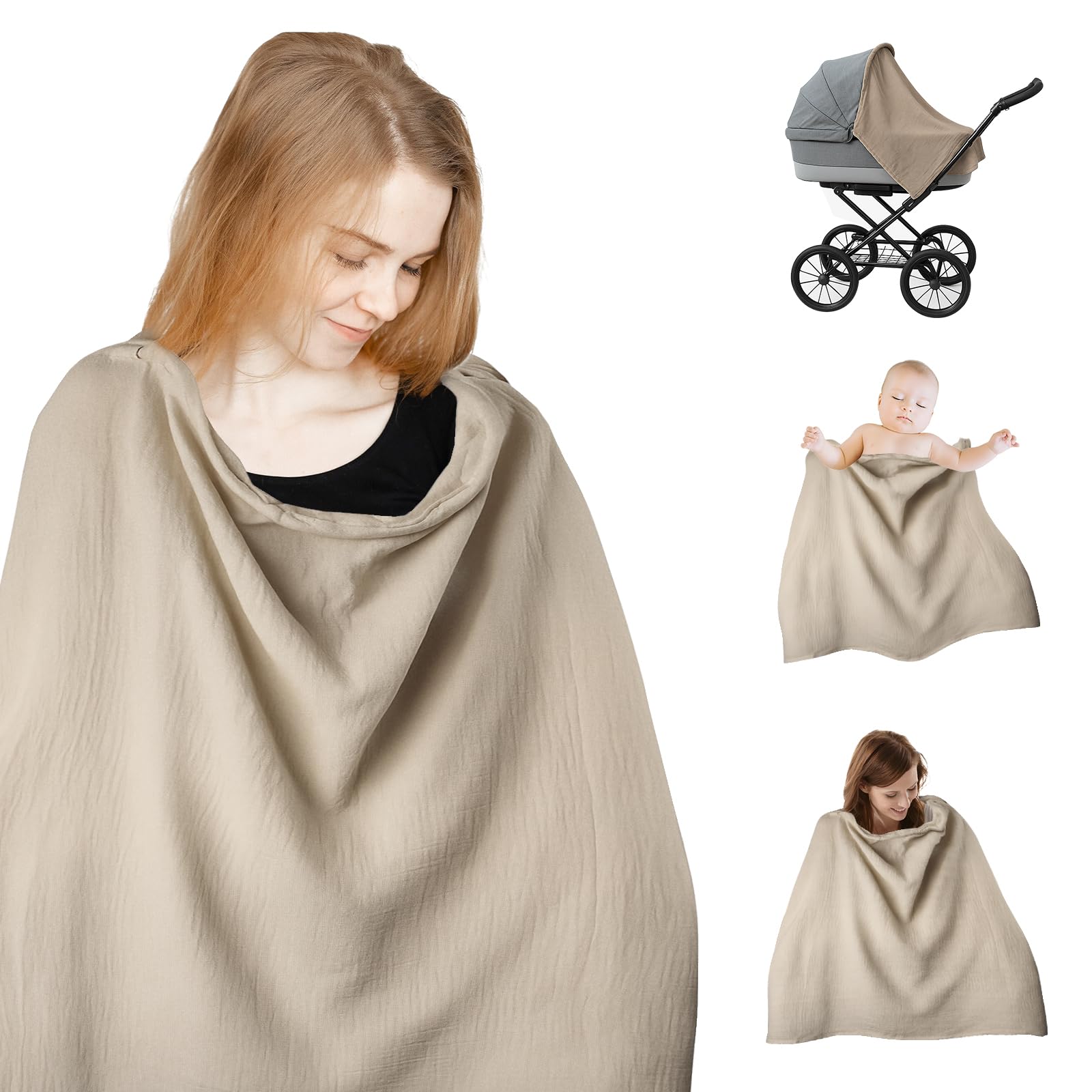 Pretwad nursing cover acts as a car seat sunshade for sunny outings.
