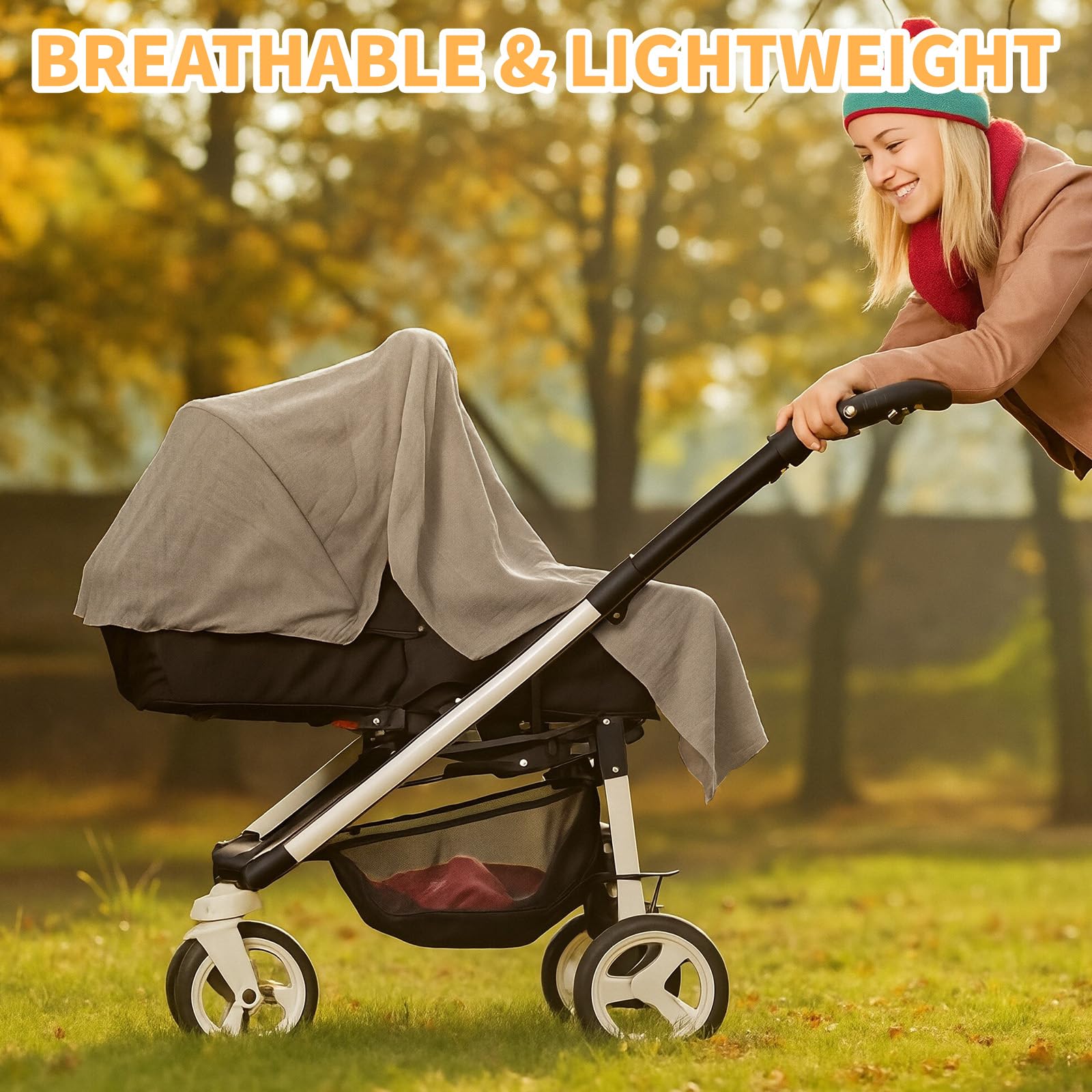 Pretwad multi-use nursing cover doubles as car seat sunshade and stroller shield.