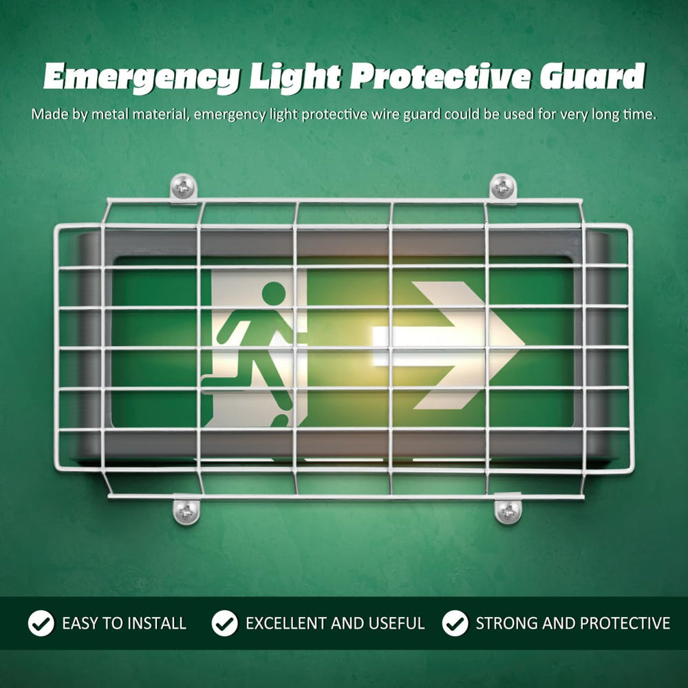 PRETYZOOM wall-mounted wire guard shields emergency lights against impacts