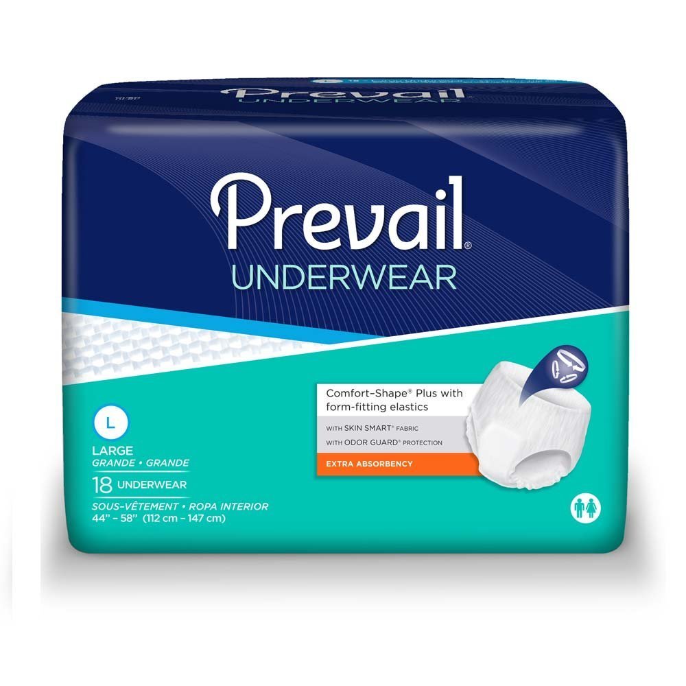 Prevail adult incontinence underwear product shot showing maximum absorbency and comfortable fit.