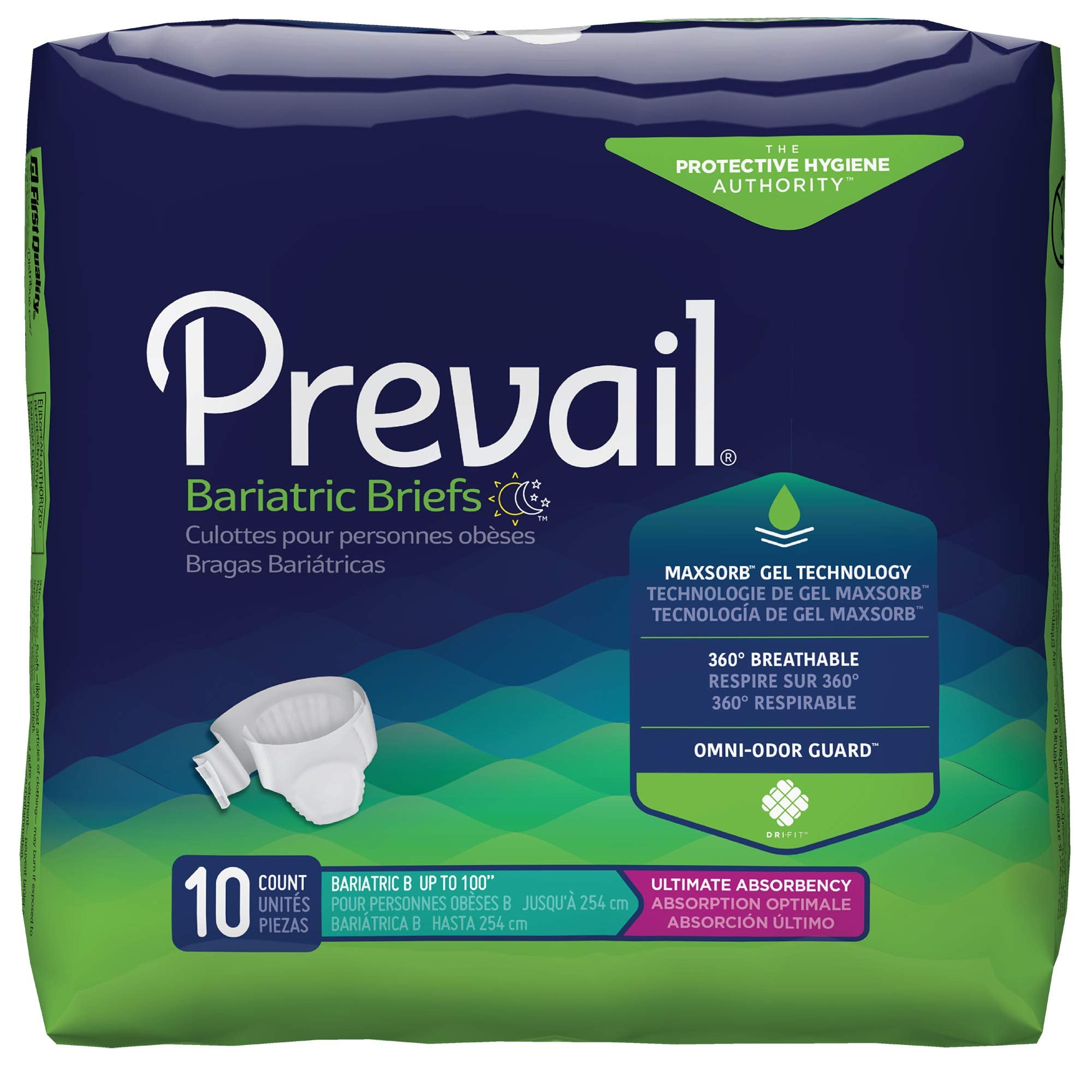 Prevail Bariatric Brief front view showing discreet fit and heavy absorbency.