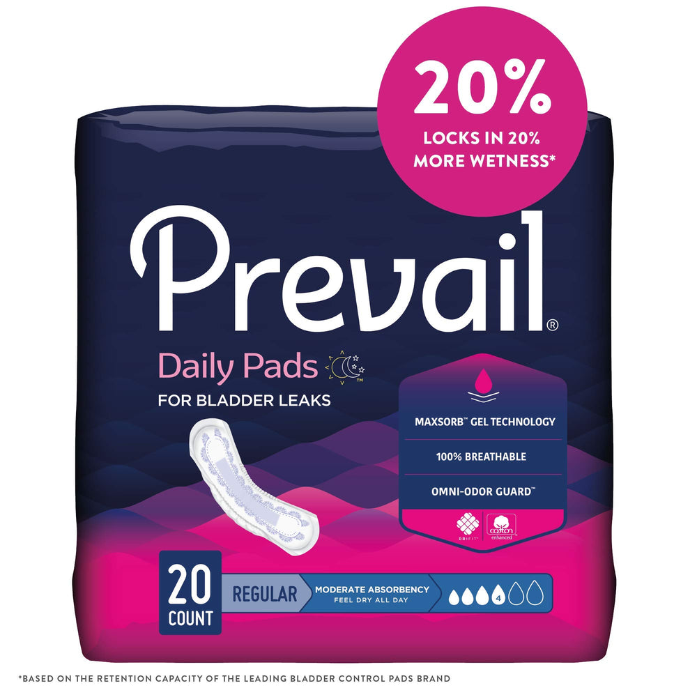 Prevail bladder-control pads soft-material closeup conveys comfortable wear throughout the day.