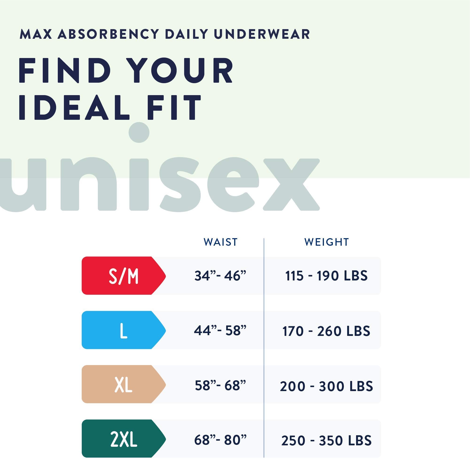 Prevail 2XL cloth-like outer cover for soft all-day wear.