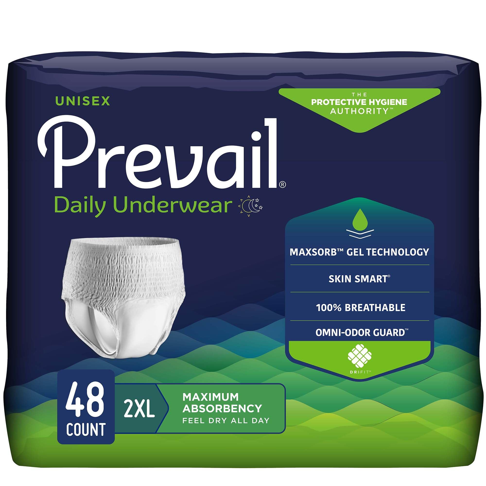 Prevail daily protective underwear absorbent core close-up demonstrates high absorbency