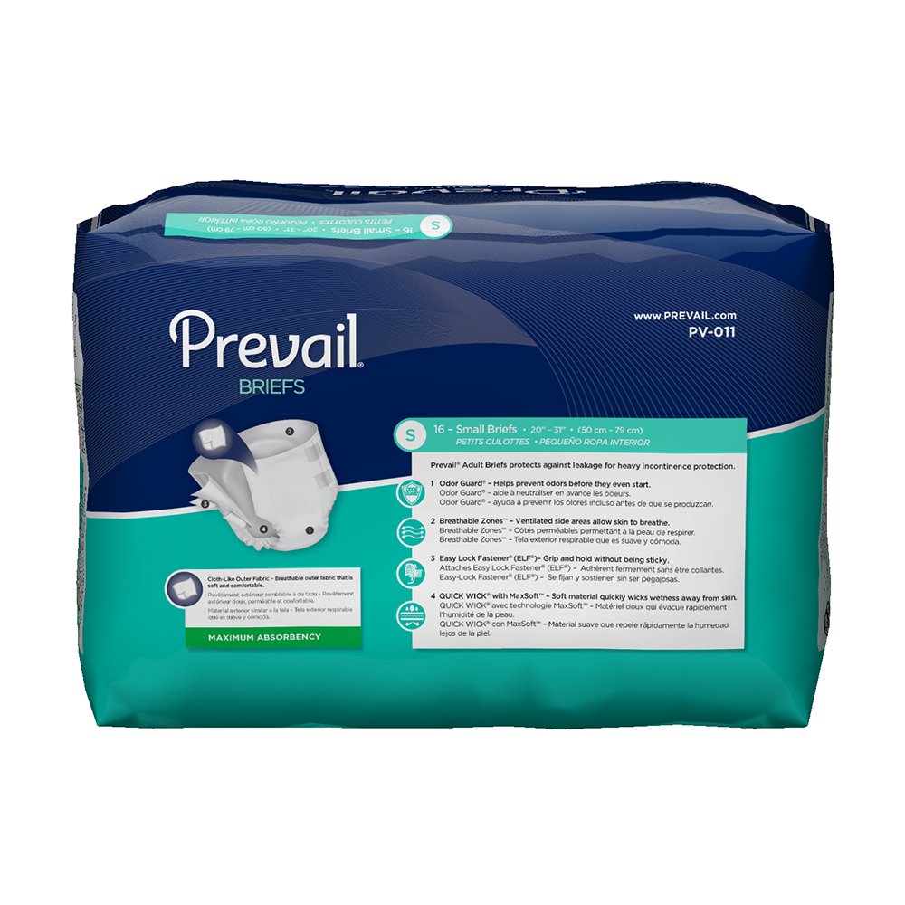 Prevail incontinence briefs small fit-discreet demonstrates snug, comfortable wear.