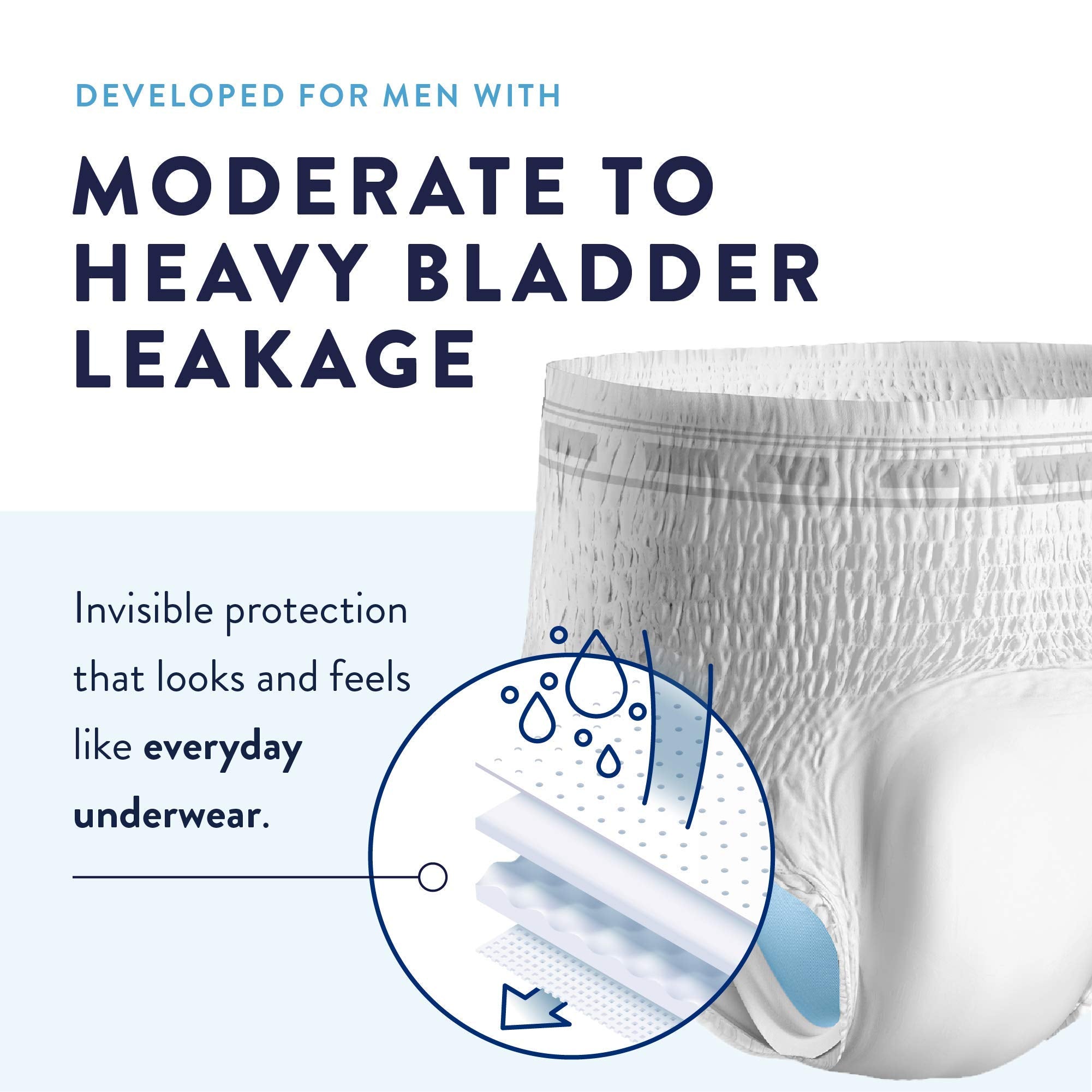 Prevail core technology close-up shows thin, absorbent material for movement.