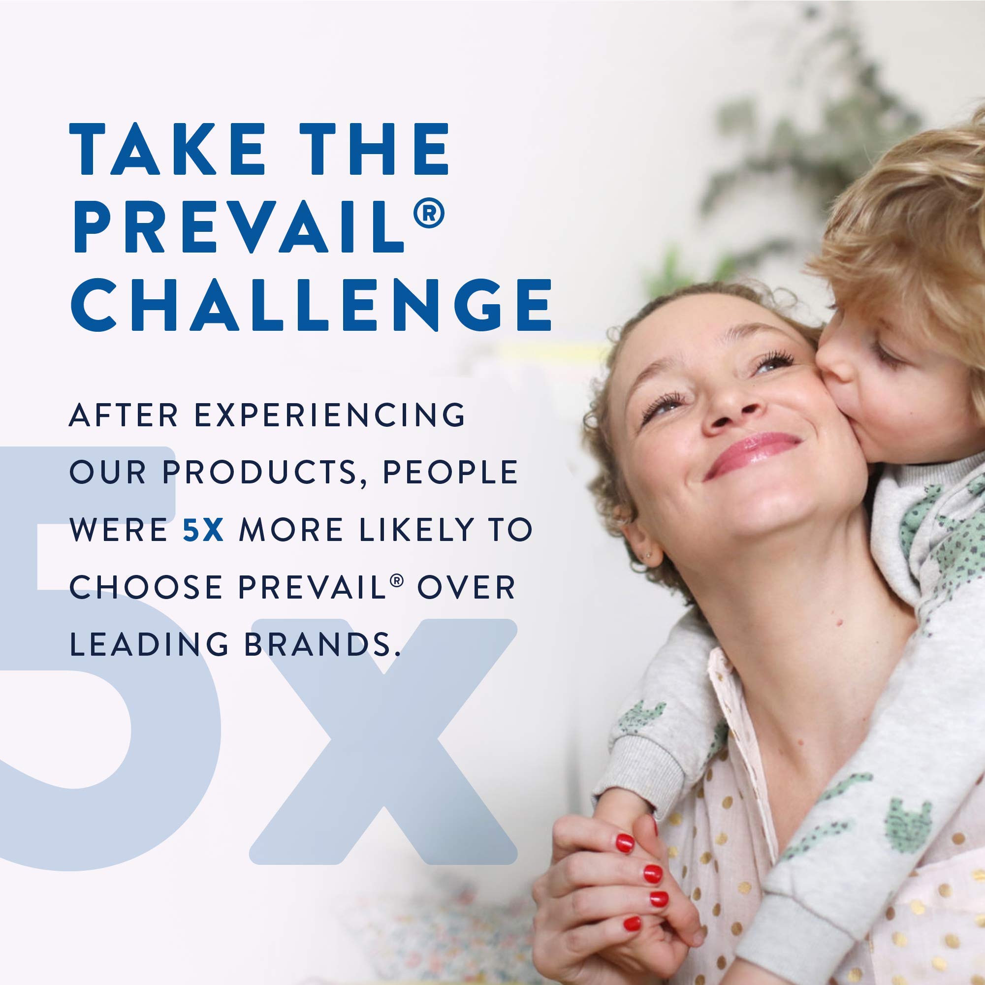 Prevail 6-pack packaging with 288 wipes for convenient care on the go.