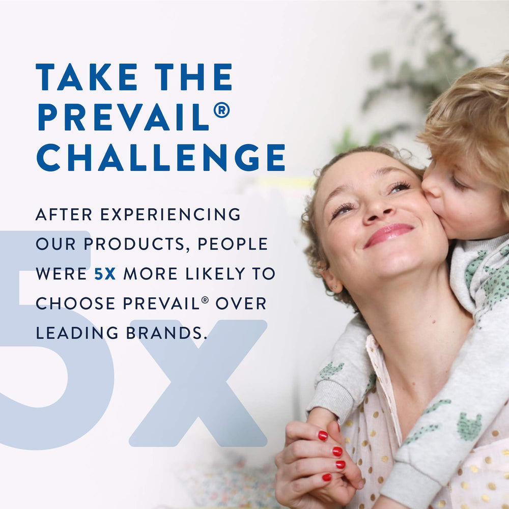Prevail 6-pack packaging with 288 wipes for convenient care on the go.
