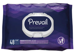 Prevail Premium Quilted Soft-Pack Washcloths shown in closed dispenser for easy one-handed care