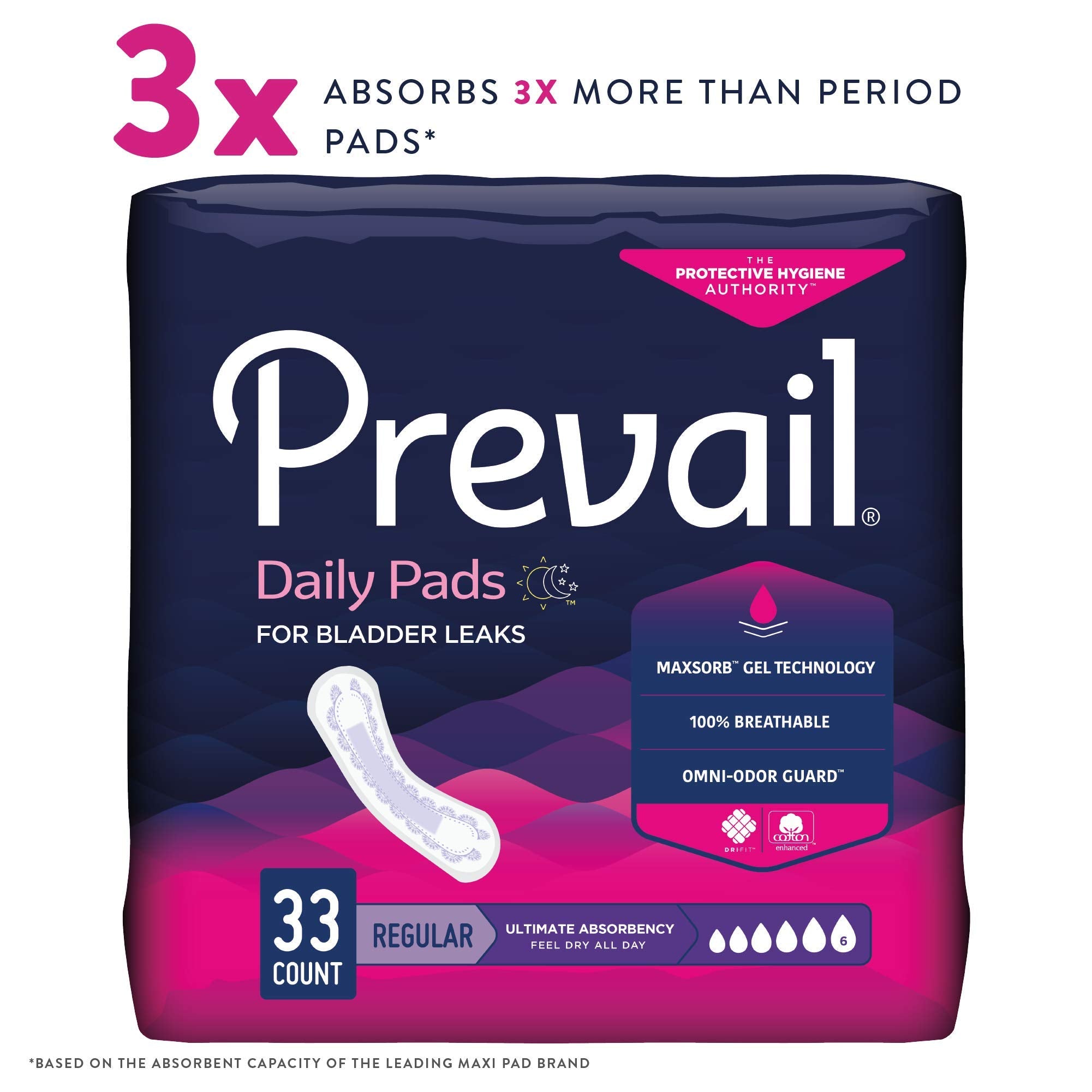 Prevail pads demonstrate discreet-fit design that hugs the body for comfortable wear.