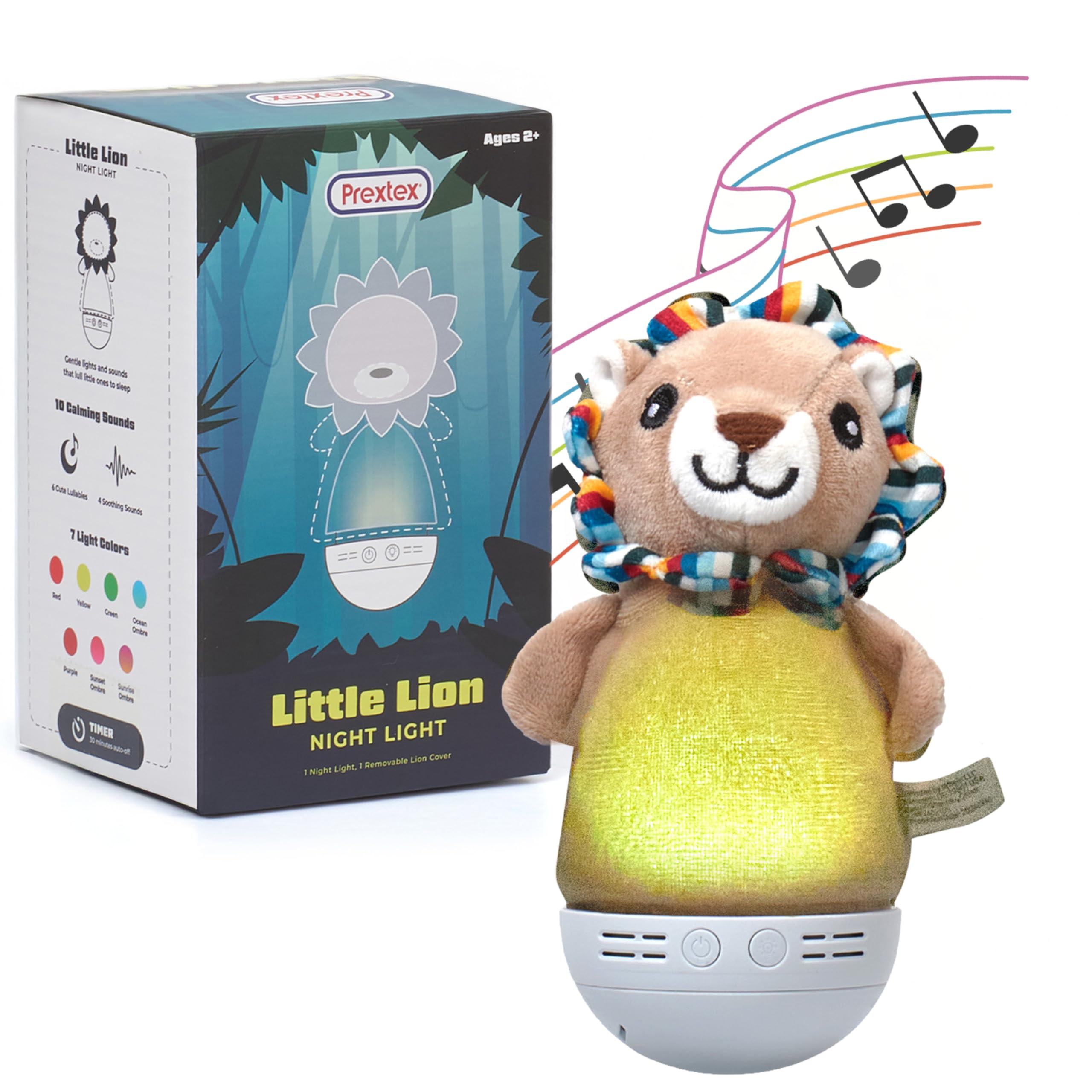 PREXTEX Little Lion night light displaying seven colors for a cozy bedtime mood
