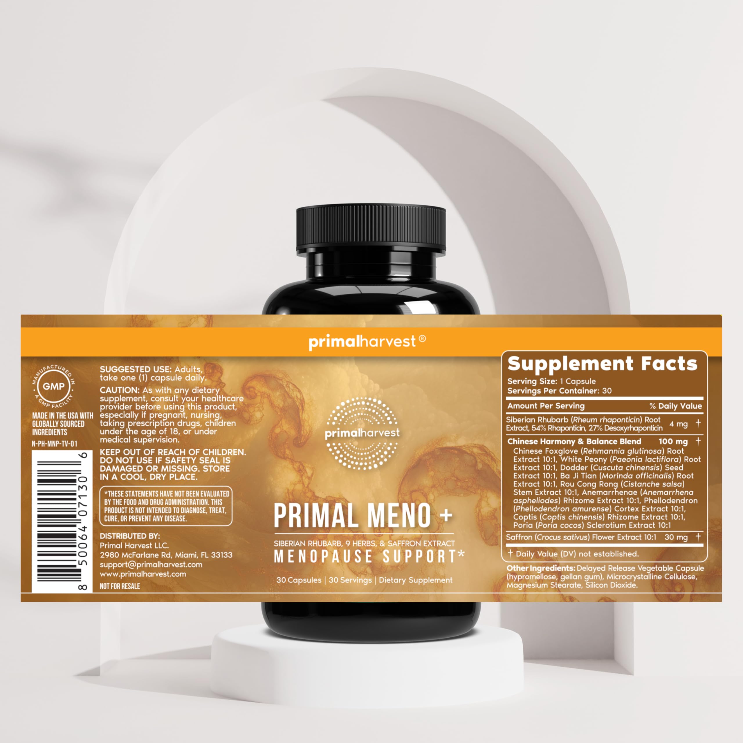 Herbal blend inspired by Traditional Chinese Medicine in Primal Harvest Meno+