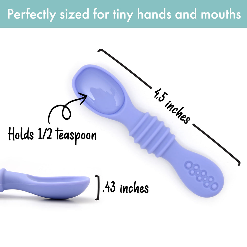 PrimaStella rainbow spoons encourage shared mealtime and independent self-feeding.