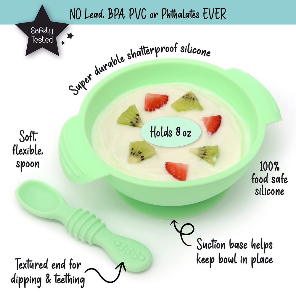 PrimaStella chew spoon with textured handle for easy self-feeding and teething.