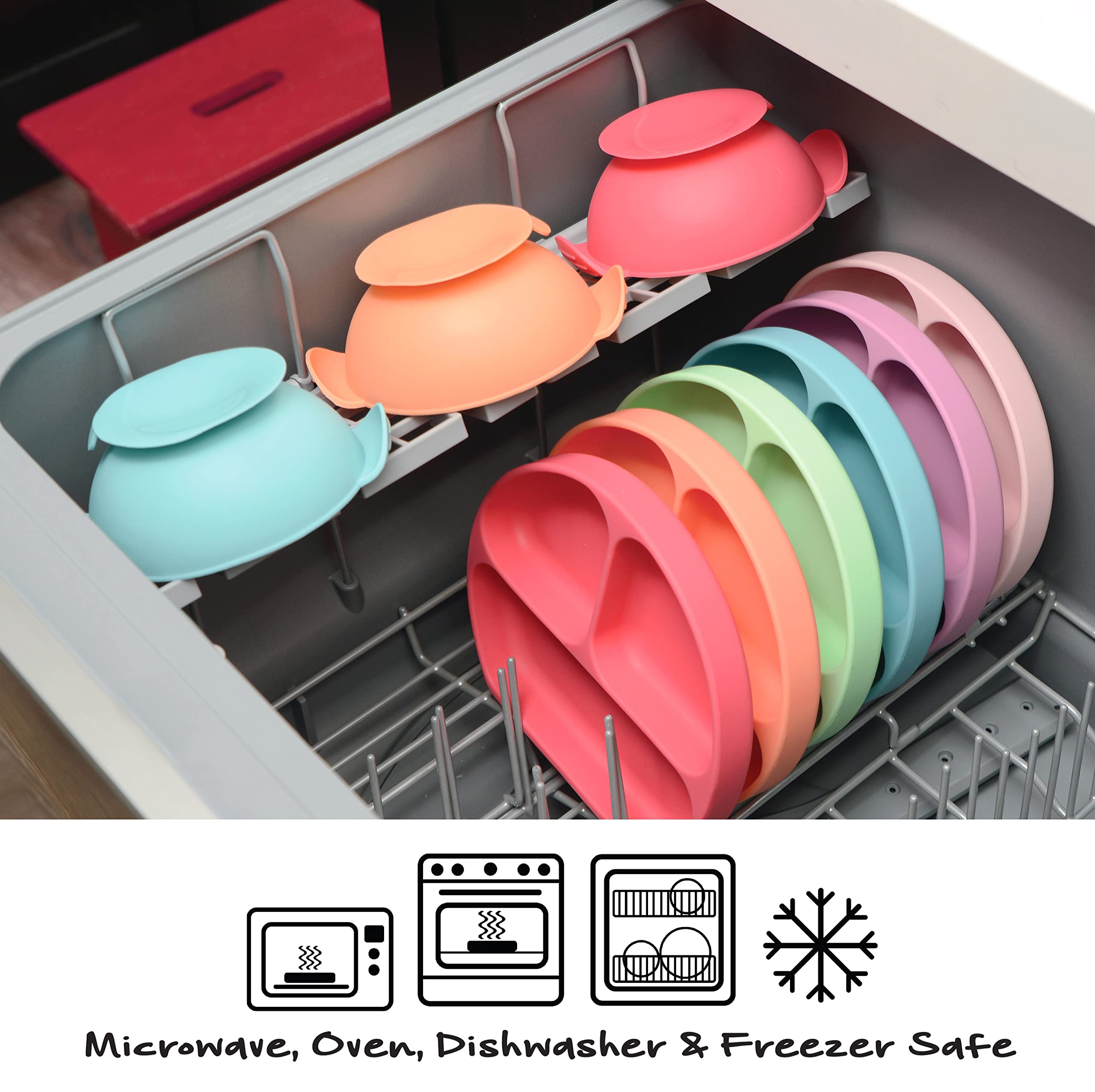 PrimaStella silicone bowl is dishwasher safe and stain resistant.