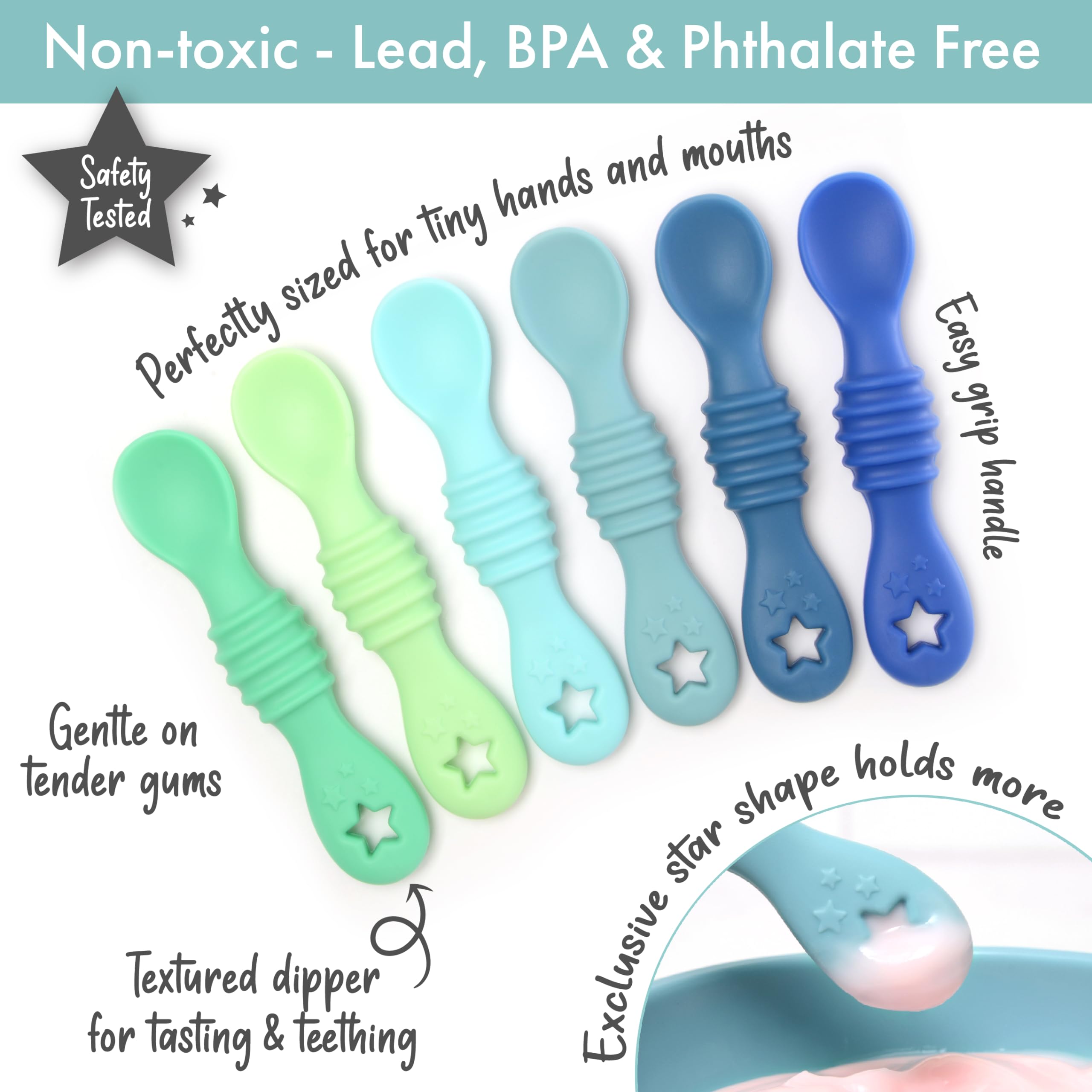 PrimaStella Little Dippers dual-ended spoon supports spoon feeding and textured dipping for early solids.
