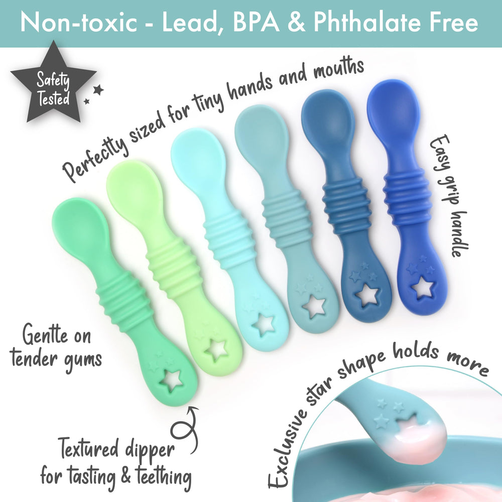 PrimaStella Little Dippers dual-ended spoon supports spoon feeding and textured dipping for early solids.