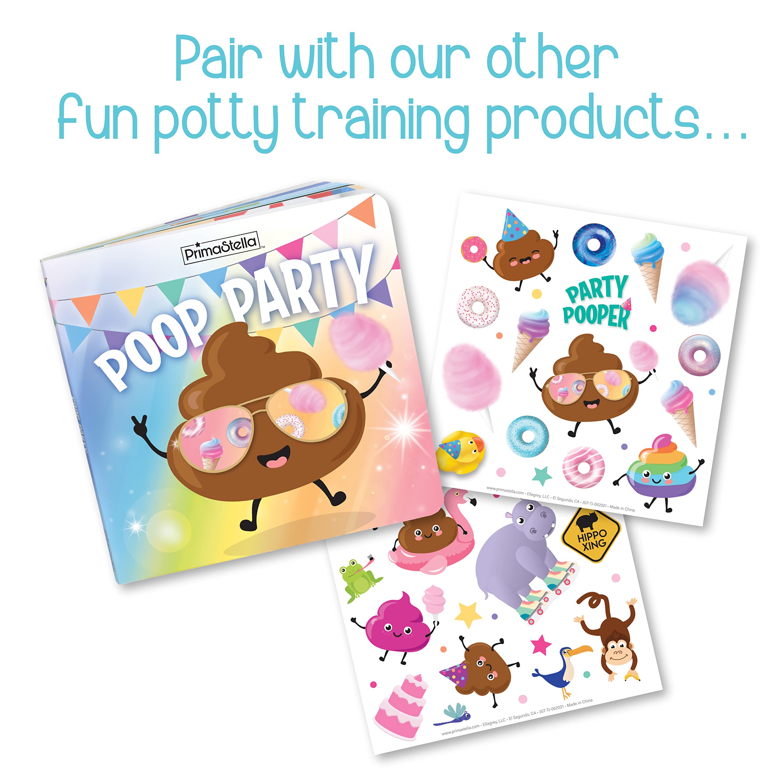 PrimaStella Poofetti Potty Flair brings colorful bathroom fun to potty routines.