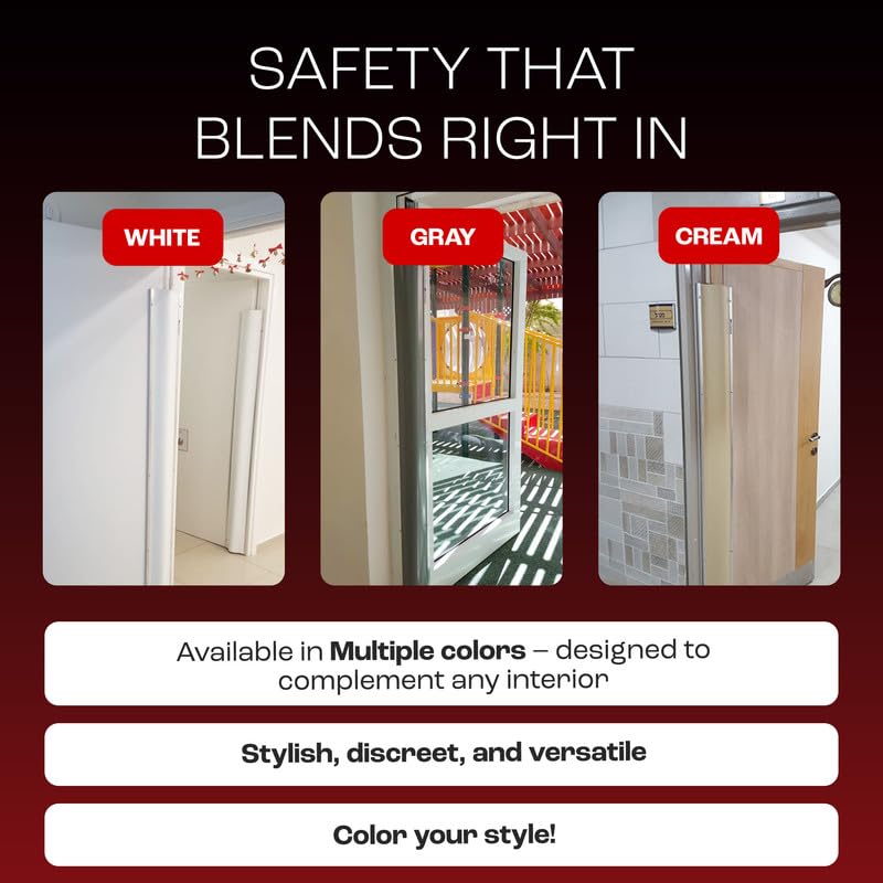 PrimeWare white door finger-pinch guard blends with decor while enhancing safety