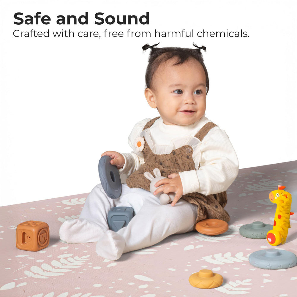 Primica baby foam tiles large area rug offers stylish, cushioned play space.