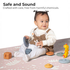 Primica baby foam tiles large area rug offers stylish, cushioned play space.