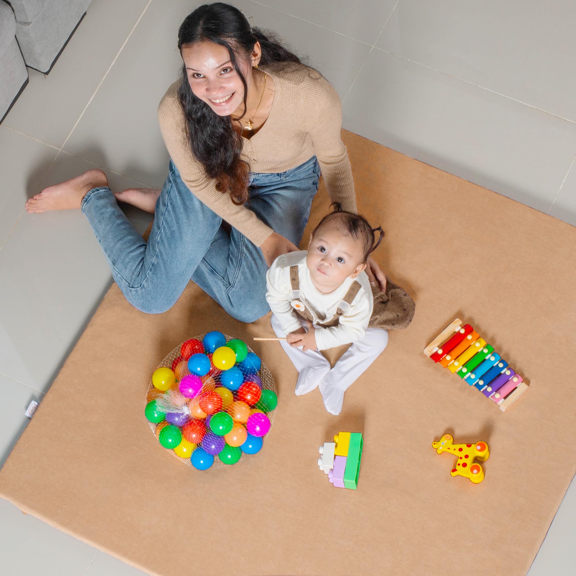 Primica padded play mat easy-clean design helps keep play area hygienic