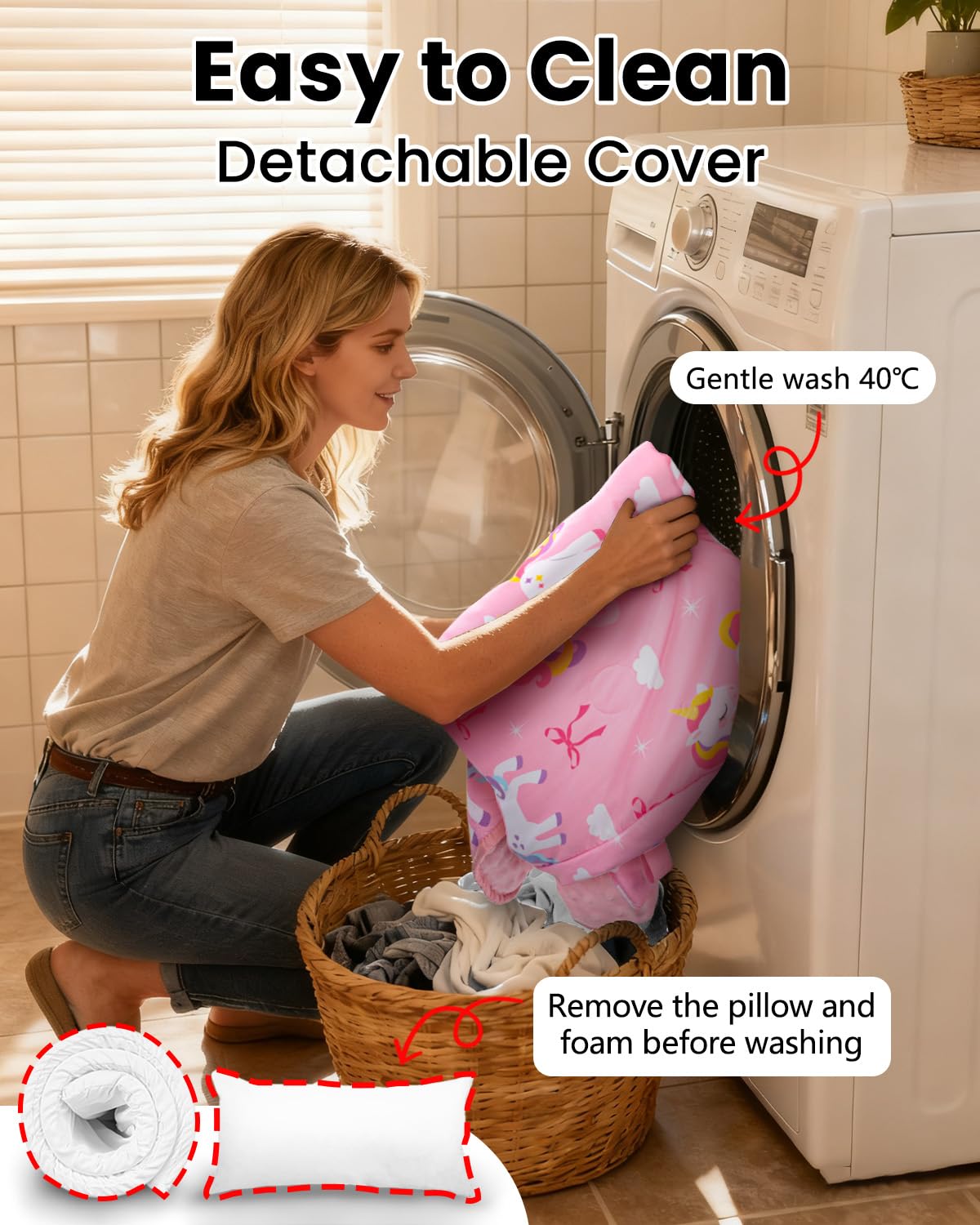 PRIMLECT nap mat detachable cover makes washing easy.