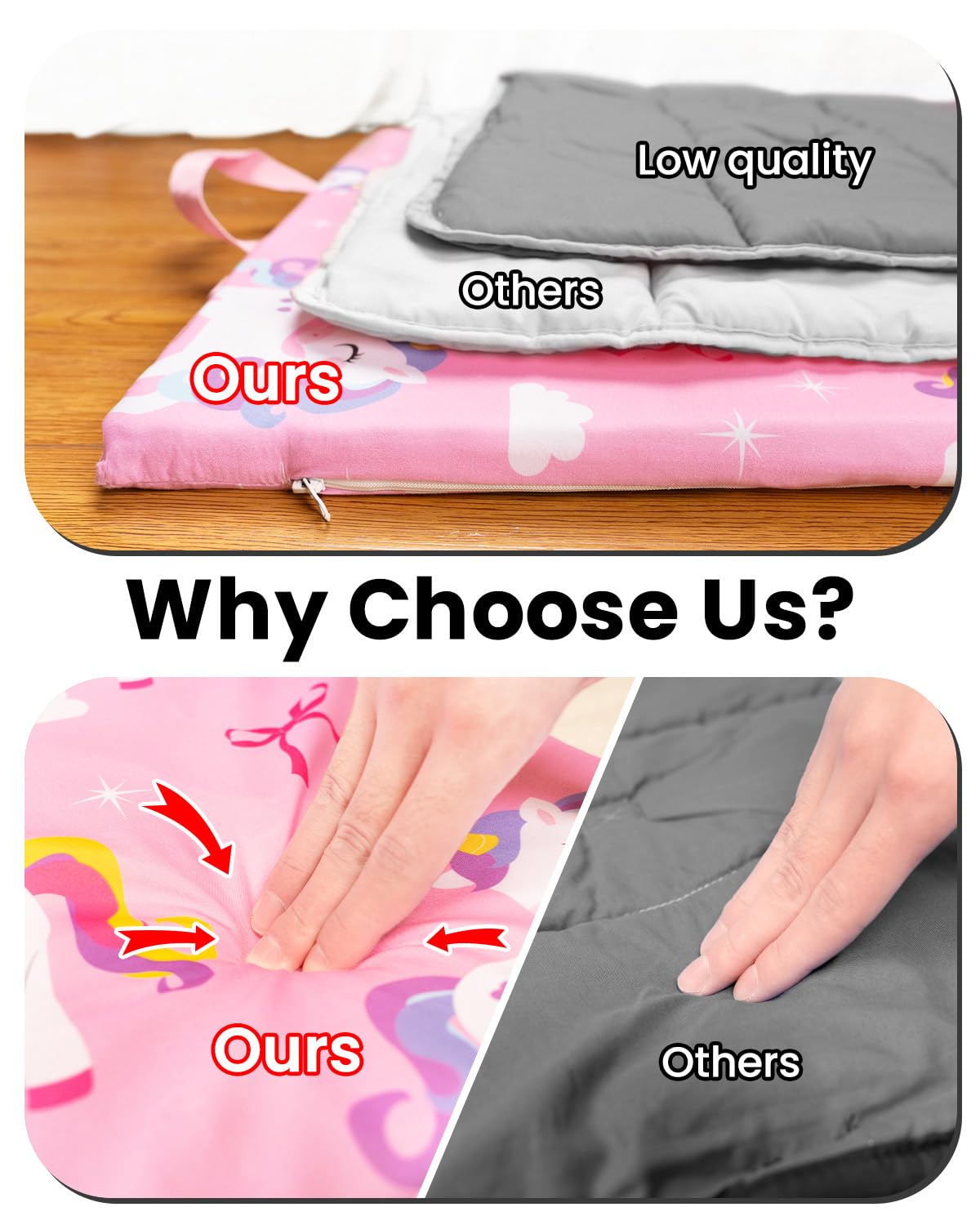 PRIMLECT nap mat foam layer highlights soft support for toddlers.
