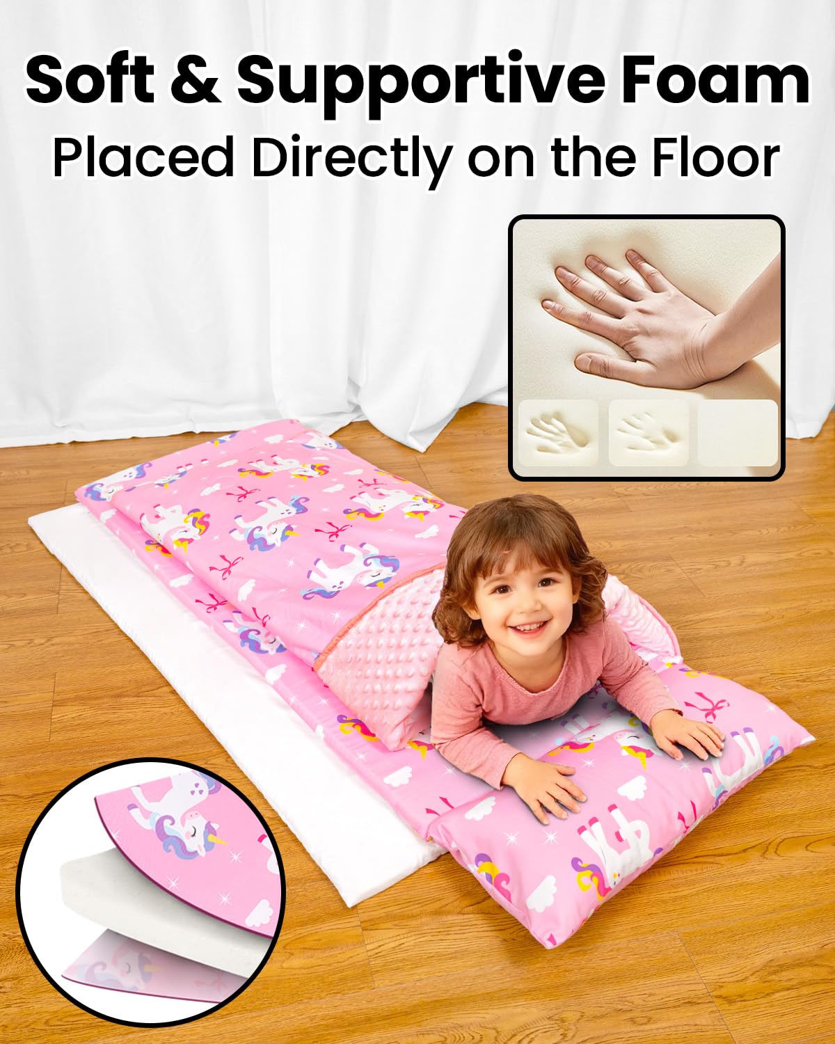 PRIMLECT nap mat pillow close-up, showcasing plush comfort for naps.