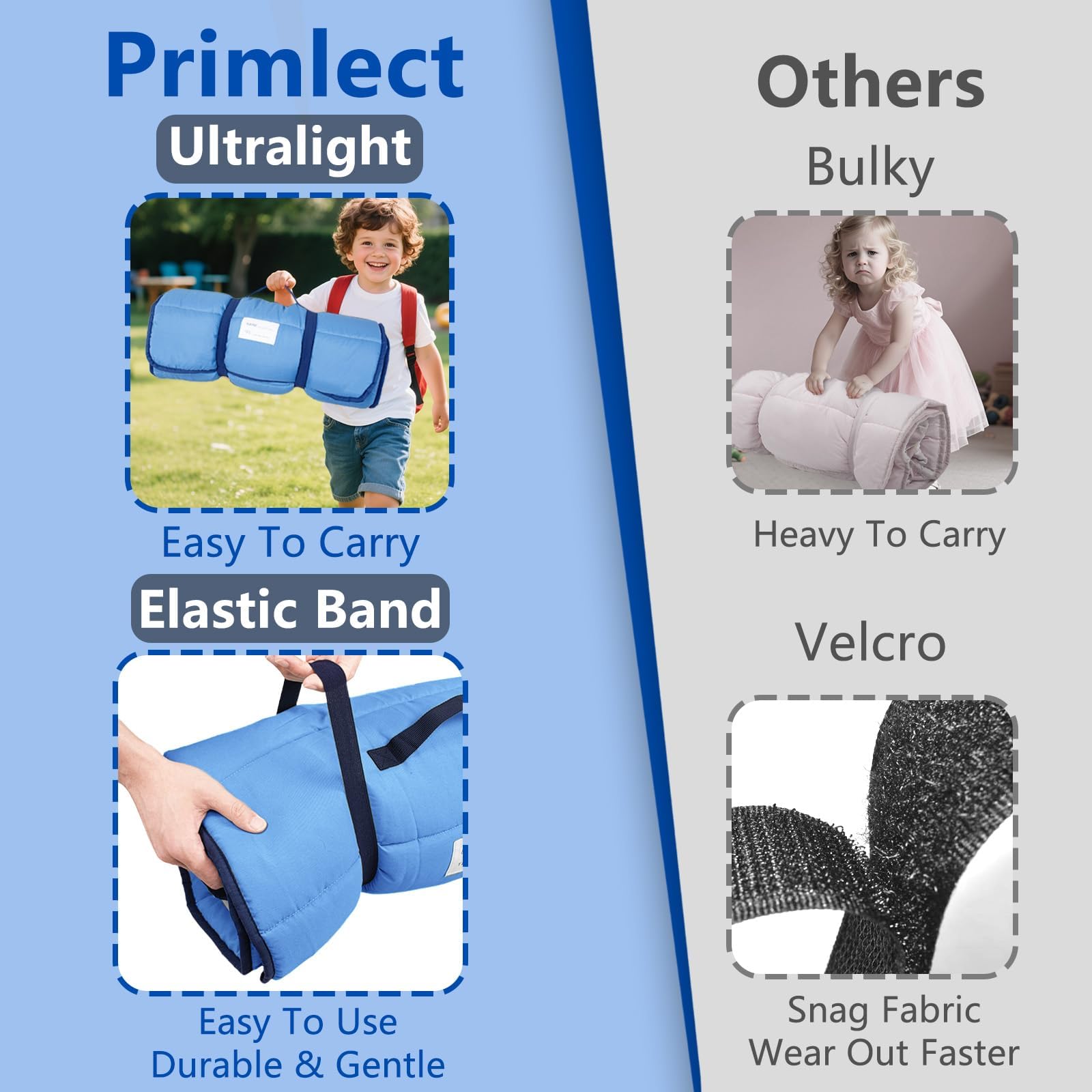 Primlect nap mat with removable pillow for easy washing.