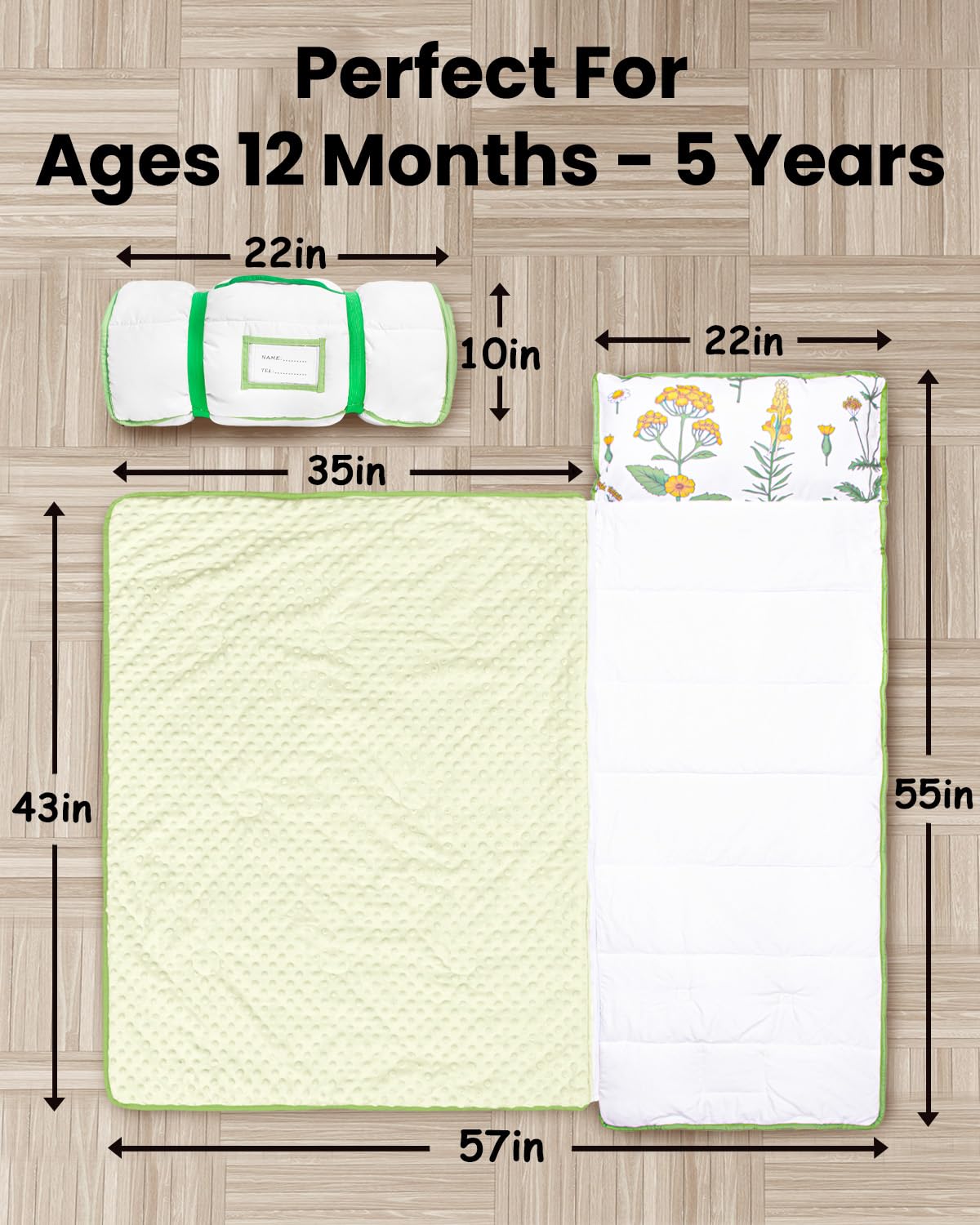PRIMLECT nap mat with minky dots lining for calming texture
