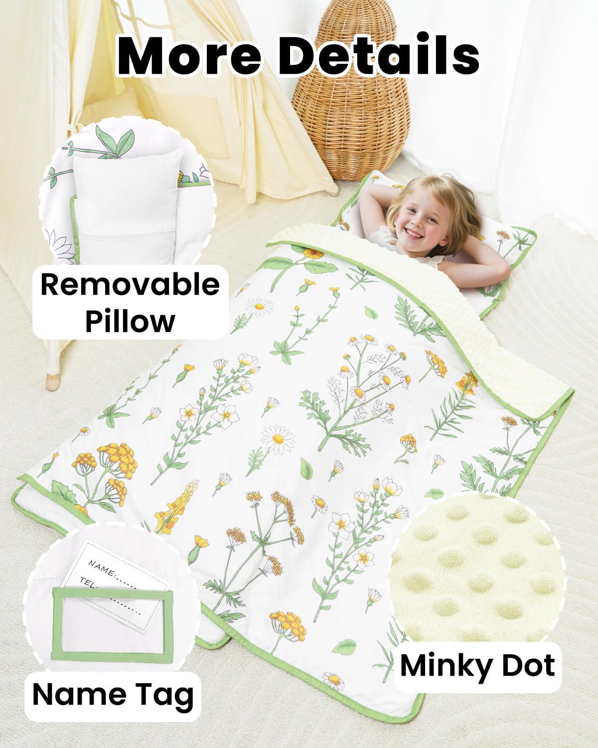 PRIMLECT nap mat name tag pocket for quick identity at daycare