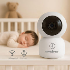Primo Passi night vision highlights baby's room in low light for safe monitoring