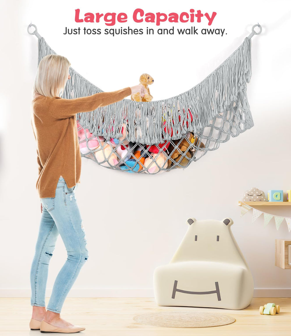 PrimZooty hammock installation with hooks and anchors for simple wall mounting