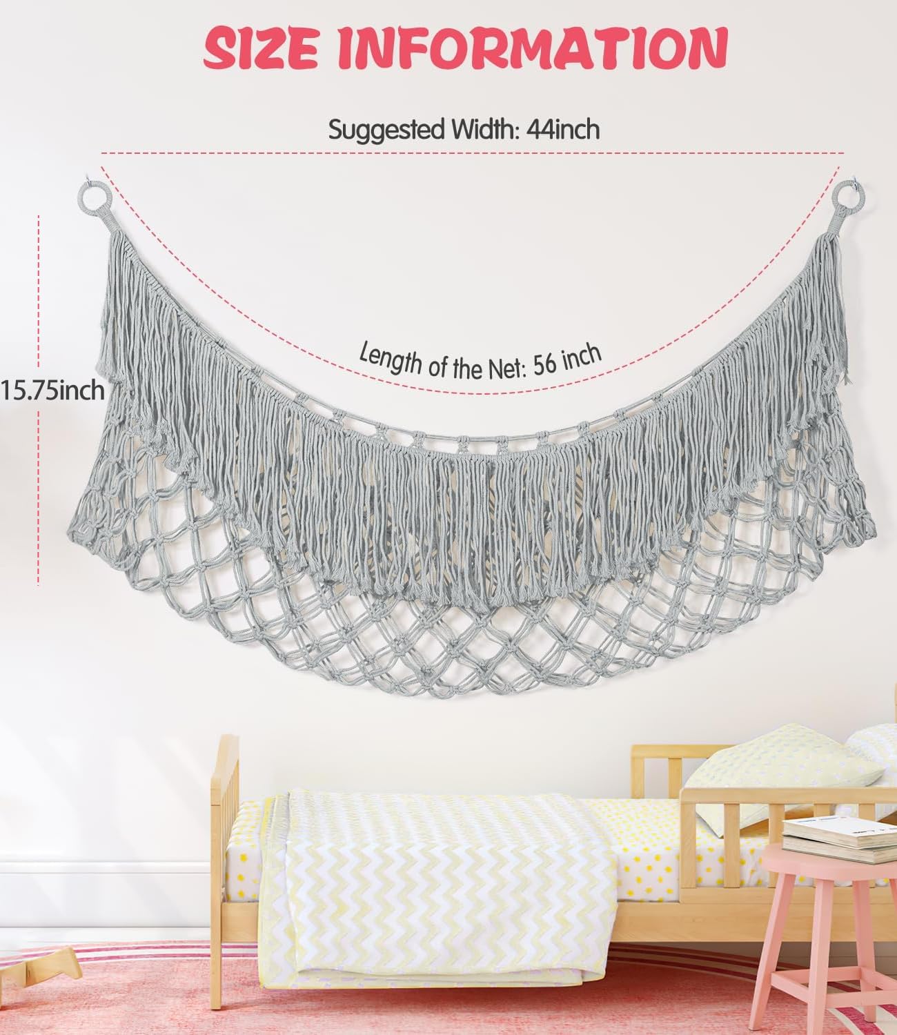 PrimZooty large storage hammock in playroom reduces clutter and frees floor space