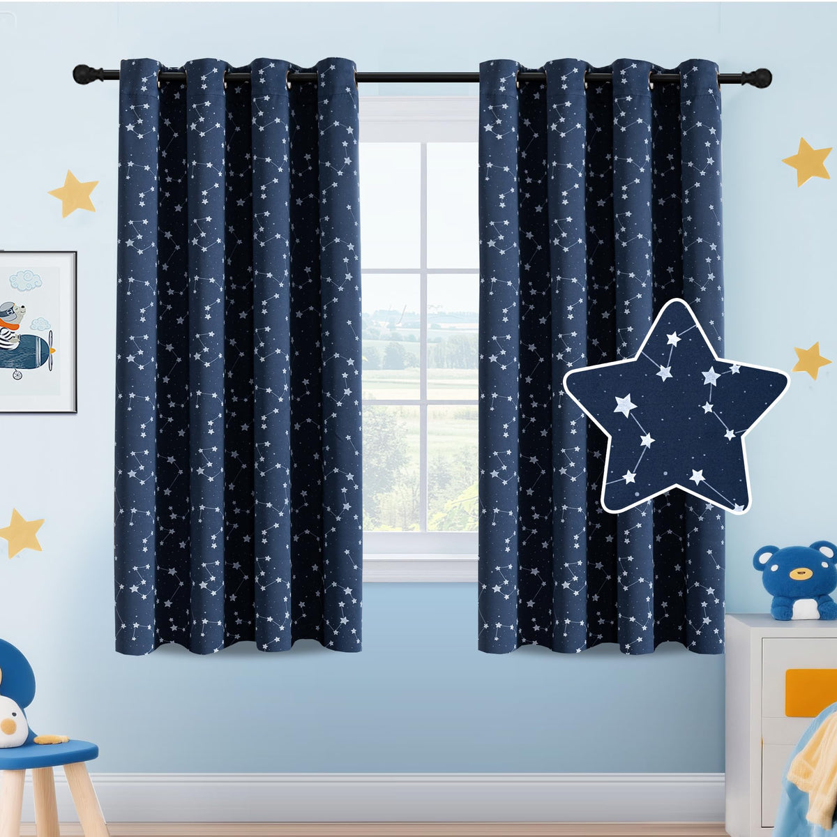 PrinceDeco night sky blackout curtains block light for peaceful sleep