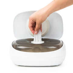 Prince Lionheart EVO Wipes Warmer closeup of lid showing a tight seal preserves moisture for faster changes.