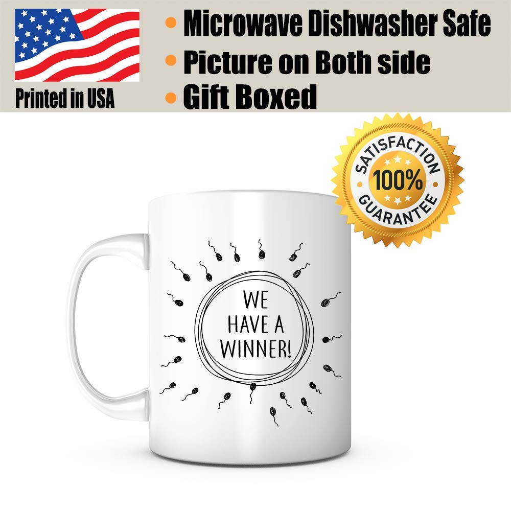 Print Supremacy We Have A Winner mug, back view, ideal for celebrations